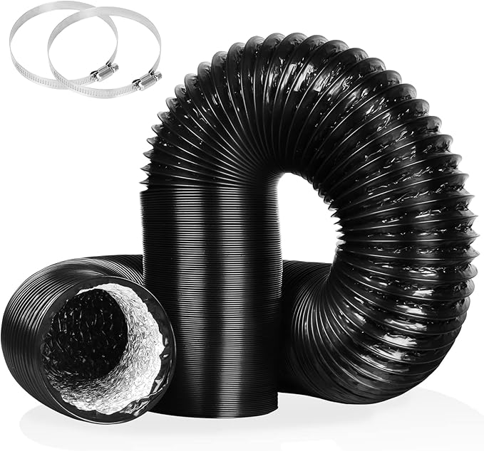 4 Inch 16FT Air Duct, Non-Insulated Flexible Aluminum Dryer Vent Hose for HVAC Ventilation，Fan Filter and Grow Tent, 2 Clamps Include by YIJUHOU