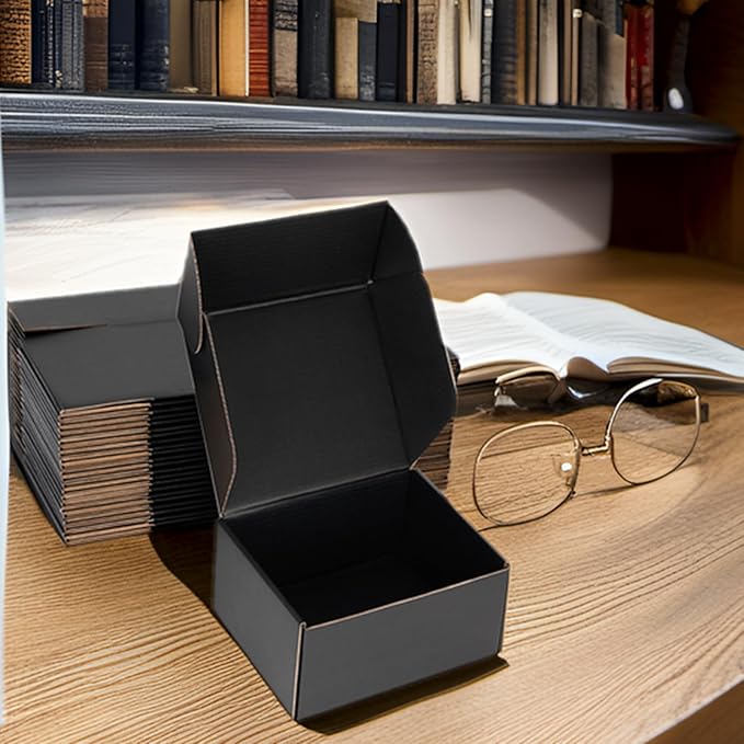 Small Shipping Boxes 7x5x3 Inch (25 Pack) - Sturdy Black Corrugated Cardboard Boxes for Small Business, Ecommerce, Mailing & Packaging | Recyclable Gift & Storage Boxes - Image 5