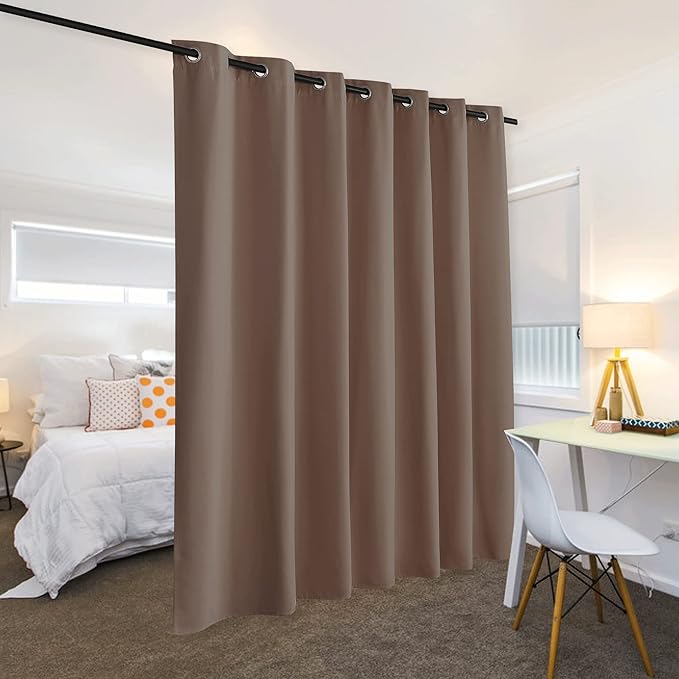 RYB HOME Blackout Curtains Soundproof Energy Saving Insulating Privacy Room Divider Curtains for Patio Sliding Glass Door Living Room Garage Home Theatre Large Window, W 150 x L 90 inches, Cappuccino - Image 3