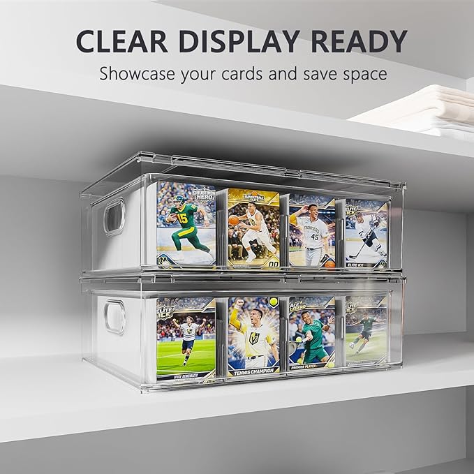 Trading Card Storage Box - Clear Large Storage Organizer Holds 3200 Cards with Dividers and Foam Blocks – Display Case for TCG, MTG & Sports Cards (1-Pack) - Image 4