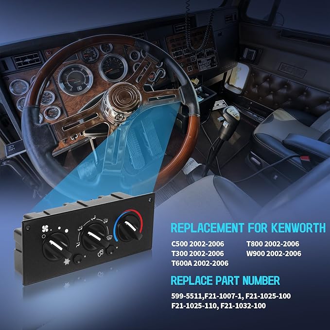 HVAC AC Control Panel Compatible with Kenworth 2002-2006 W900 C500 T800 T600A T300. Replace 599-5511 - Image 2