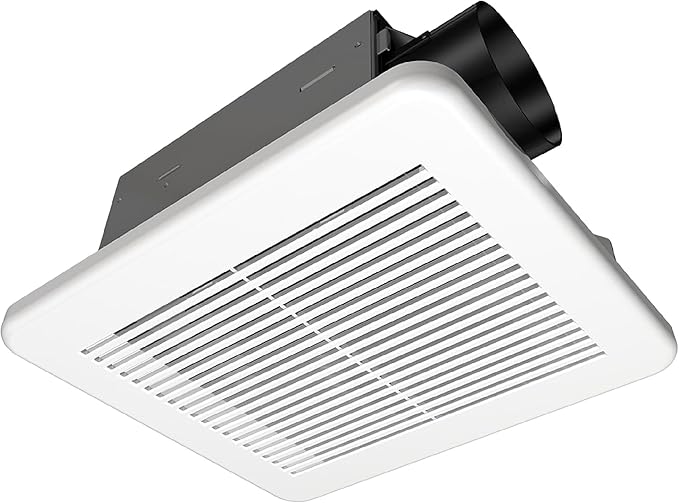 Homewerks 7114-02-HW DC Bathroom Fan 50-CFM 1.0 Sone White Ventilation Fan, Energy Star-Qualified with 3-inch Duct for 2x4 Construction by HomewerksWorldwide