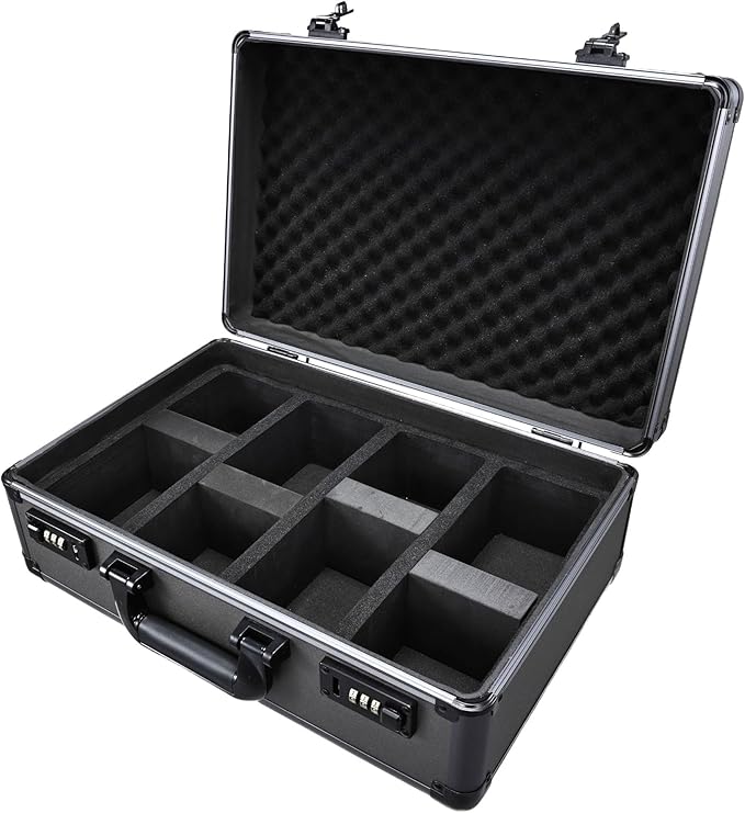 X-Large 4-Row Graded Card Storage Box with Combo Lock - Secure Organizer for Graded Card Slabs, Toploaders, and Sports Trading Cards - Gunmetal Gray by Boldblox