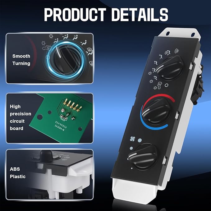 A/C Heater Control Panel with Blower Motor Switch Compatible with 1999-2004 Jeep Wrangler TJ, Climate Control Module Replace 55037473AB, BL101, HS-373 - Image 4