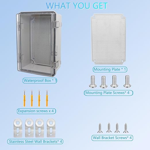 Electrical Box, Outdoor Waterproof Box IP67 Junction Box with Mounting Plate,ABS Plastic Project Box Power Cord Enclosure Clear 11" Dx7.5 Wx5.1 H - Image 4