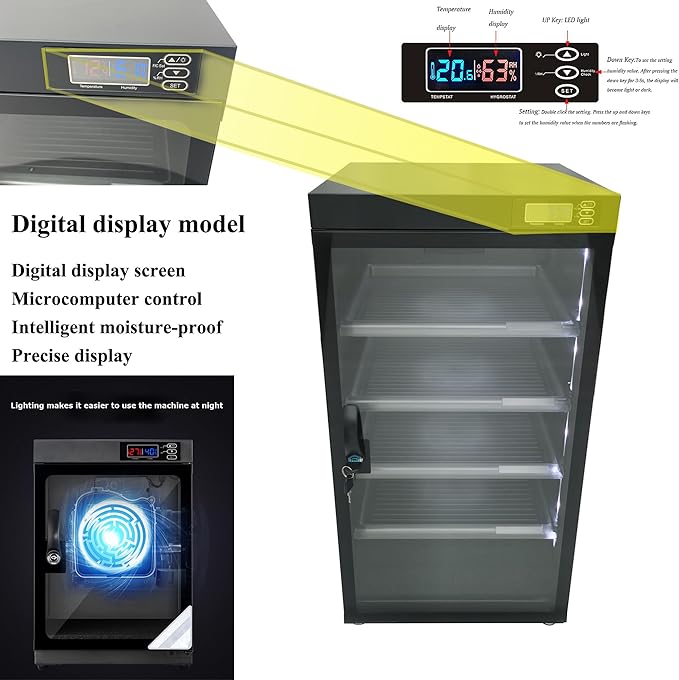 Automatic Digital Camera Dehumidify Storage 100L Dry Cabinet Box Storage 5 Layers Dry Cabinet with Tempered Glass for Camera & Lens Equipment Saving Storage Noiseless & Energy Saving Cabinet - Image 4