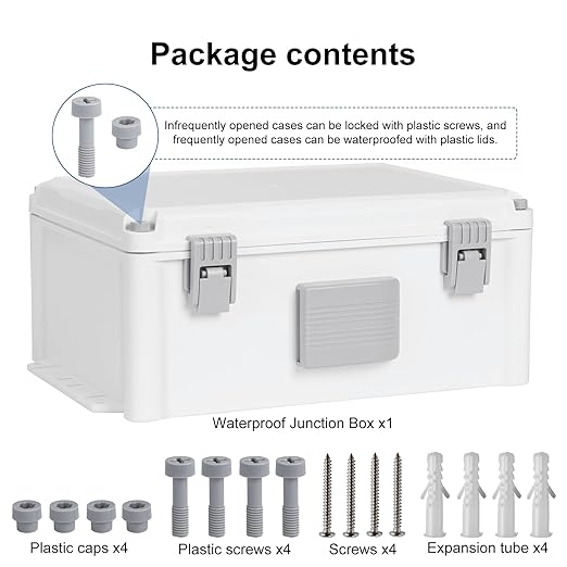 Outdoor Electrical Junction Box, ABS Water Resistant Enclosure with Internal Mounting Panel & Hinged Cover (12.6" H x 9.4" L x 5.7" W) - Image 6