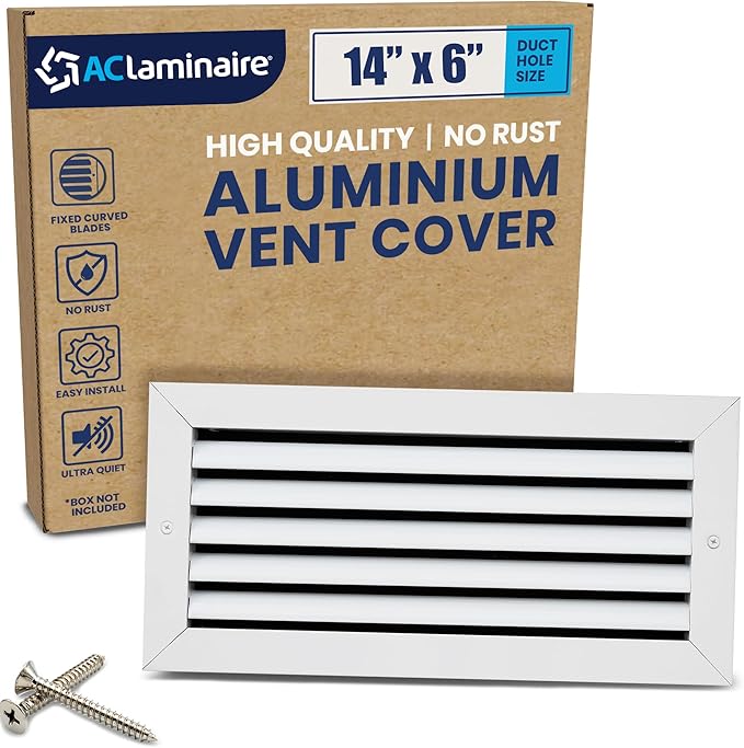 14x6 Inch (Duct Opening) Air Return Vent Cover Decorative – Premium Aluminum AC Vent Cover for Ceiling & Wall, Rustproof Grille, Ideal for Home HVAC Grille, Durable & Easy to Install by ACLAMINAIRE by LAMINAIRE