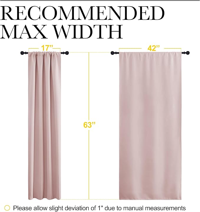 NICETOWN Blackout Curtains for Living Room, Blush Pink, 2 Panels, 42 by 63, Darkening Window Curtain Panels, Easy-Care Solid Thermal Insulated Draperies/Drapes for Daughter Room - Image 5