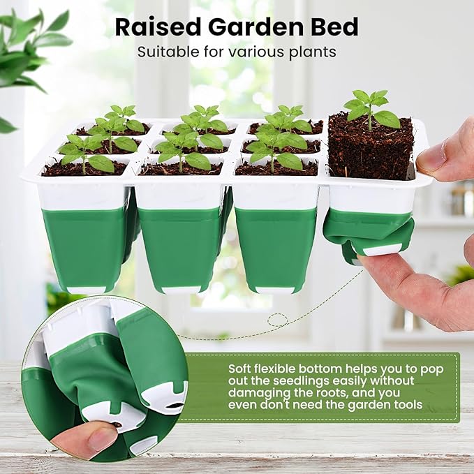 6 Packs Seed Starter Tray with Grow Lights, 72 Cells Silicone Seed Starter Kits with Humidity Dome, 3 Lights for Seed Starting, 4 Timing Set, 8 Full Spectrum Germination Kit for Plant Seeds - Image 2