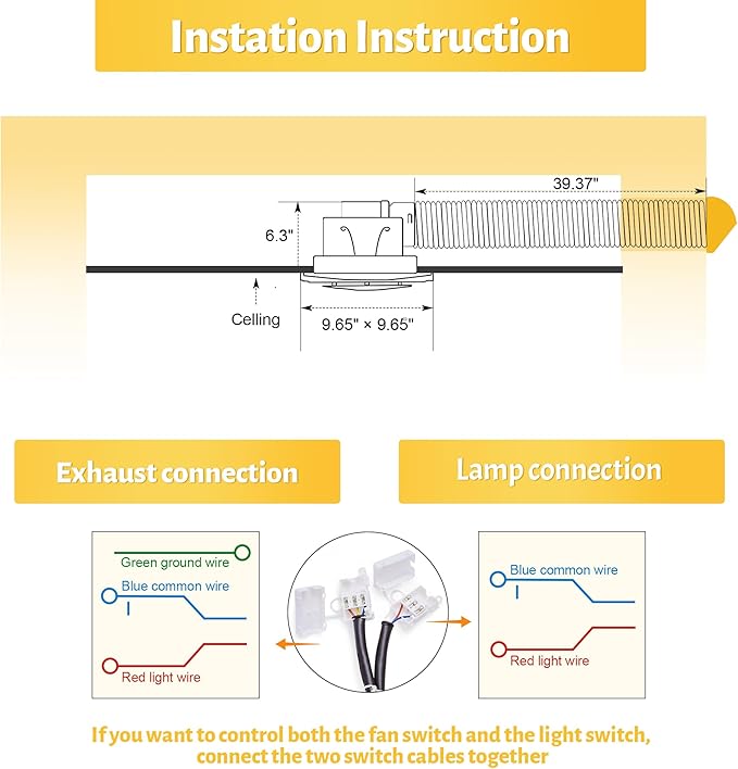 Bathroom Exhaust Fan with Light, 8-Inch Bath Fan with Light For Home, 3000K/4500K/6000K Selectable, 110 CFM Bathroom Ventilation Fan, 1.0 Sones Ultra-Quiet Exhaust Fans for Ceiling Mount - Image 4