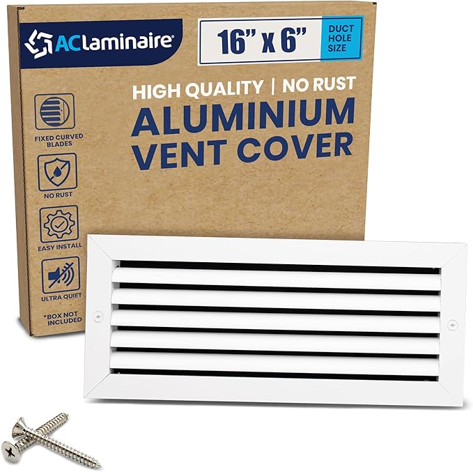 16x6 Inch (Duct Opening) Air Return Vent Cover Decorative – Premium Aluminum AC Vent Cover for Ceiling & Wall, Rustproof Grille, Ideal for Home HVAC Grille, Durable & Easy to Install by ACLAMINAIRE by LAMINAIRE