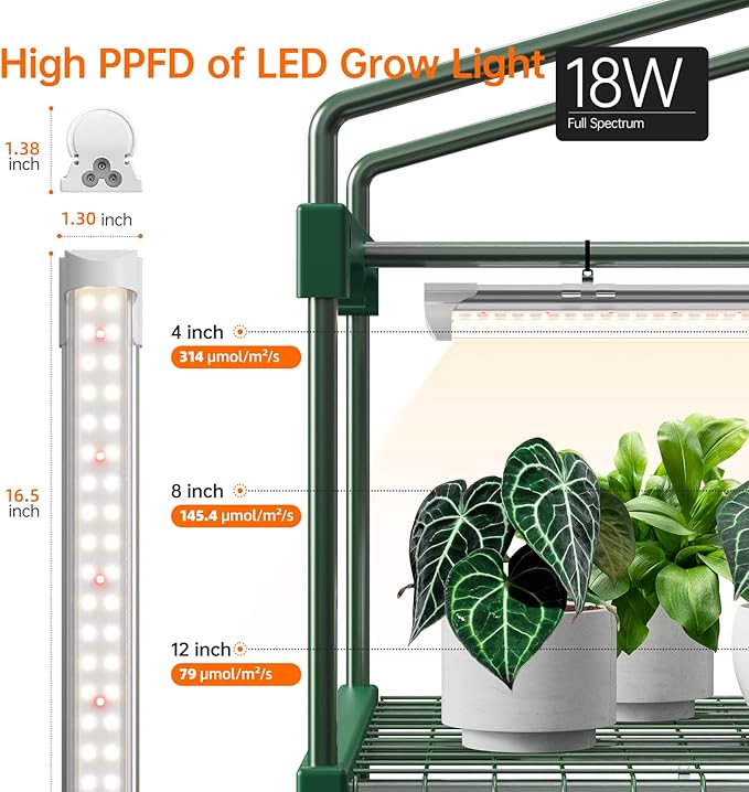 Bstrip Indoor Greenhouse with Grow Lights, PVC Tent with Waterproof Base Mat, Airflow Windows&Zippered Door, 4Pcs Grow Lights for Seed Starting with Timer, 4-Tier Greenhouse Shelf 27.2x19.3x61.8in - Image 5