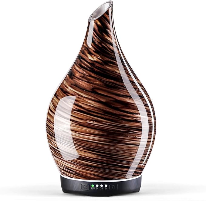 Porseme 280ml Essential Oil Diffuser Glass Color Changing Aroma Air Diffusers Aromatherapy Ultrasonic Cool Mist Humidifier 7 Running Hours Waterless Auto-Off for Sleeping, Yoga, Office (Dark Golden) by Porseme