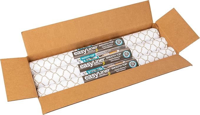 Duck Brand Smooth Top EasyLiner for Cabinets & Drawers - Easy to Install & Cut to Fit - Shelf Paper & Drawer Liner Non-Adhesive - Non Slip Shelf Liner - 20" Width - 36 Total Feet - Taupe Quatrefoil - Image 3
