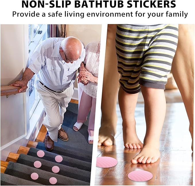 24 PCS Bathtub Non Slip Stickers Pink Adhesive Decals Round Shape Anti Slip Shower Stickers Bath Non Slip Stickers for Floor Bathroom Stairs Ladders with Scraper - Image 4