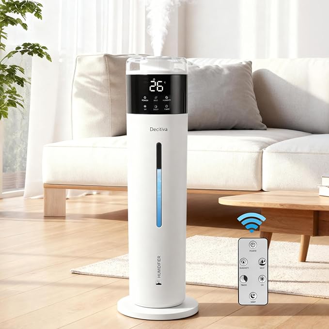 Large Humidifier for Bedroom, 8L/2.1Gal Ultrasonic Cool Mist, Remote control,Easy Clean with 350ML/H Large Mist Speed, Suitable for Kids Room Plant Yoga Study Room Office (White) by Unknown