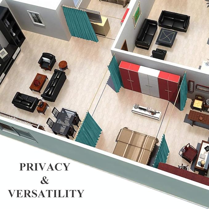 NICETOWN Room Divider Curtain Screen Partitions, Blackout Curtain for Patio Sliding Glass Door, Premium Heavyweight Blackout Curtain Panel for Shelves (Sea Teal, 1 Panel, 10ft Wide x 8ft Long) - Image 6