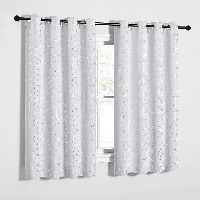 NICETOWN Greyish White Curtain Panels - Room Darkening Window Treatment Thermal Insulated Grommet Room Darkening Curtains/Panels/Drapes for Bedroom (2 Panels, 52W by 63L, Greyish White) by NICETOWN