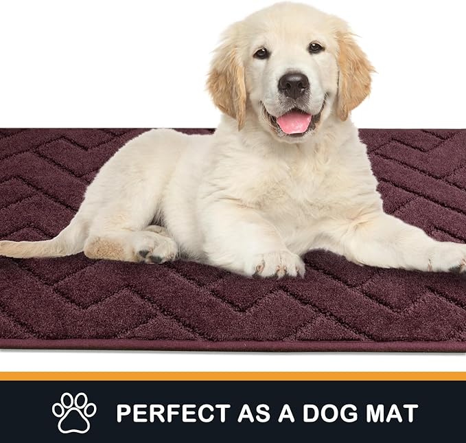 PURRUGS Dirt Trapping Door Mat 32" x 47", Non-Slip Machine Washable Entry Rug, Dog Doormat, Indoor Front Door Mat, Super Absorbent Entryway Rug for Muddy Shoes & Paws, Burgundy Red - Image 6