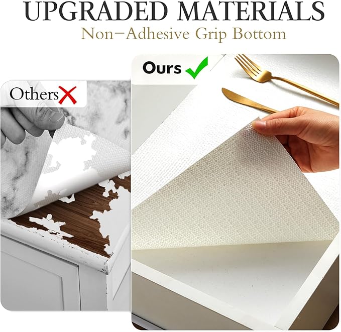 Beautysaid Shelf and Drawer Liner for Kitchen Cabinet, Non Adhesive Non Slip Shelf Paper Waterproof Washable Thickened for Dresser Pantry Shelve Bathroom Protector Liner(White,18 in x 20 FT) - Image 8