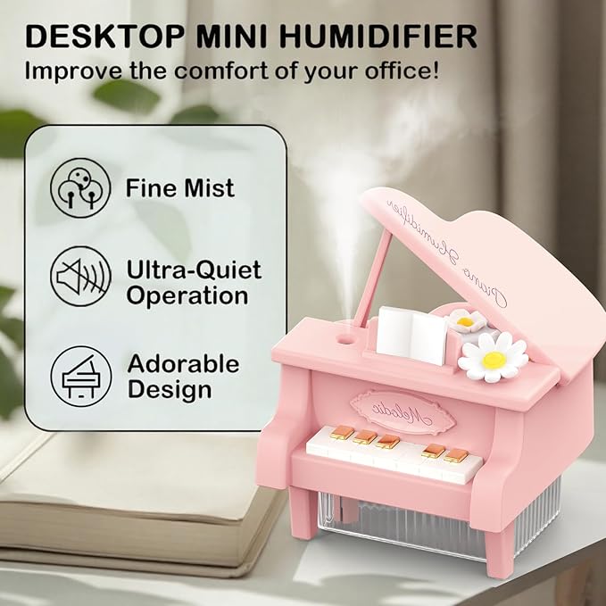 Portable Mini humidifie,350mL Cool Mist Humidifie,1200mAh Quiet for Home/Nursery/Office,Portable Mini Air Moisturizer,rechargeable mini humidifier (Pink) - Image 5