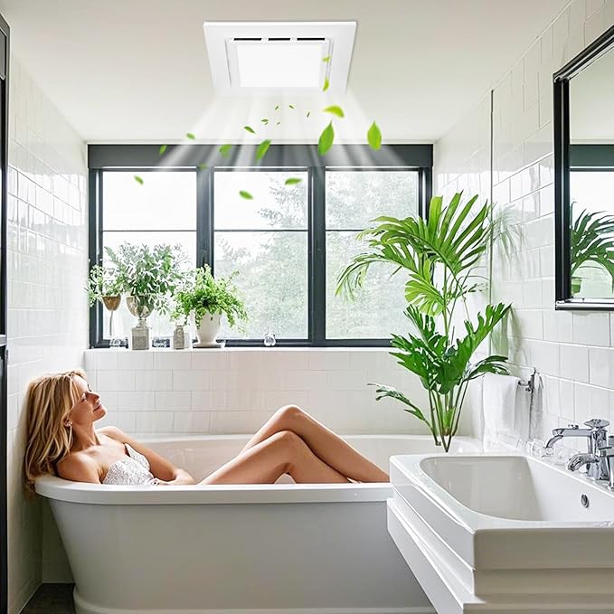 9.8" Panel Bathroom Exhaust Fan with Light, Bathroom Ventilation Fan with 12W 6500K LED Light, 120 CFM 1.0 Sones Low Noise, 4 Inch Duct Quiet Square Fan for Home Bath Restroom Hotel Office - Image 9