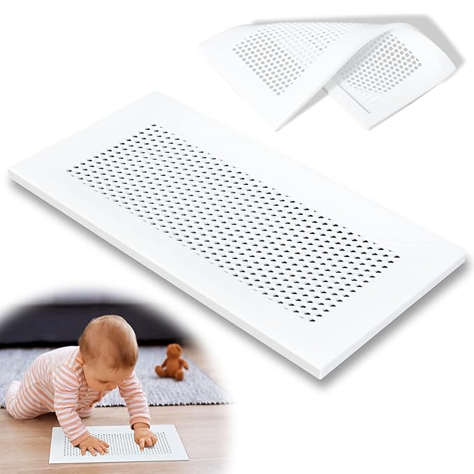 Orzbow Baby Proofing Soft Silicone Vent Cover for Home Wall/Ceiling/Floor Register,Child Proof Floor Air Vent Deflector Cover,Catches Debris Hair & Prevents Creepy Crawlies,Easy Install, White by Orzbow-MakeParentingEasier