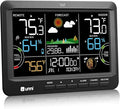 Weather Station Indoor Outdoor Thermometer Wireless, Home Atomic Clock with Large Constant Display, Inside Outside Temperature Humidity Monitor, Dew Heat Point, Barometer Black by UUNNI