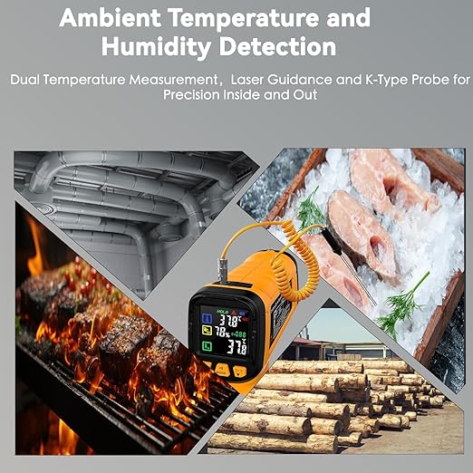 Infrared Thermometer Temperature Gun -58°F to 1796°F, 50:1 Dual-Mode Temp Guns with K-Type Thermocouple for Internal Readings, HVAC Contactless Lazer IR Thermometers for Home & Industry - Image 6