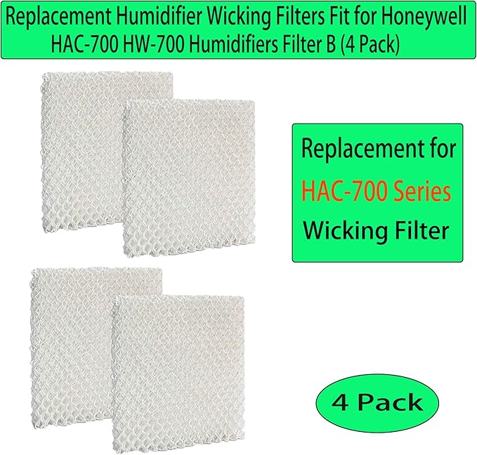 HAC-700 HW-700 Replacement Wick Filter: Replace for Honeywell HAC-700V1 HAC700PDQV1 HAC700TV2 HCM-750 HCM-750B Humidifiers Filter B - 4 Pack, White - Image 2