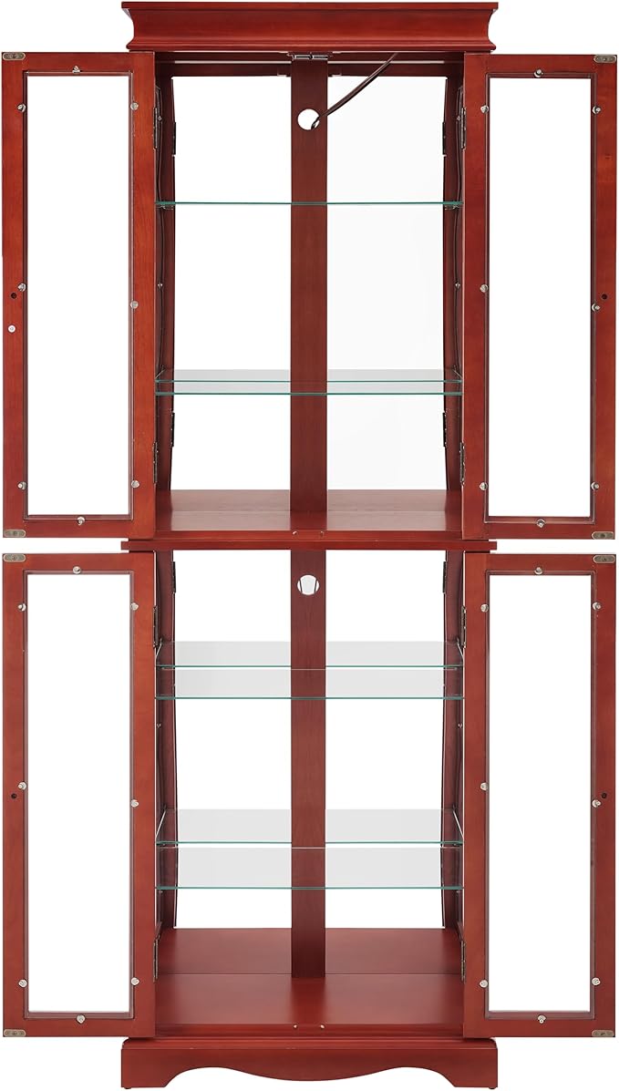 Lighted Glass Curio Cabinet with Lights & Adjustable Shelves,Curio Display Cabinet with Wood Frame,Corner Cabinet for Kitchen,Living Room,Office - Image 5