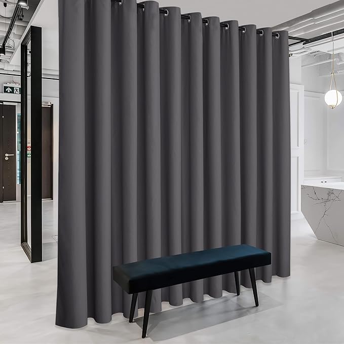 RYB HOME Extra Wide Curtain - Blackout Room Divider Curtains Portable Energy Saving Privacy Divider Shades for Patio Door Hallway Office Apartment Home Theater Doorway,1 Pc, Grey, W 20ft x L 9ft by RYBHOME