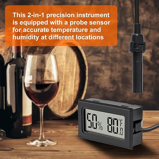 1Pcs Mini Digital Thermometer Hygrometer Gauge Indoor with Probe Sensor LCD Display Meter Temperature Humidity Fahrenheit Meter for Incubator Reptile Plant Tank Garden ℉ - Image 7