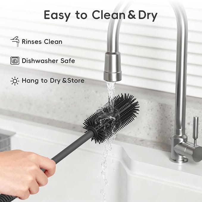 Silicone Cleaning Brush Kit,Water Bottle and Straw Cleaner Brush Set for Tumbler,Baby Bottle,Breast Pump Part,Nipple,Sippy Cup,Glass,Dishwasher Safe,BPA Free,3 Pcs - Image 3