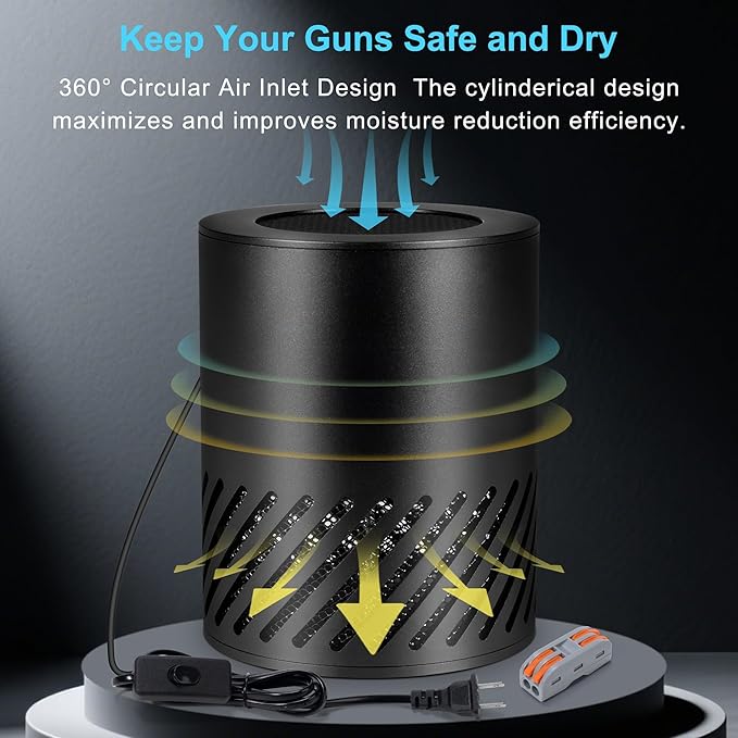 Gun Safe Dehumidifier Electric, Dehumidifier for Gun Safe Dryer, Plug in Gun Safe Heater, 360° Heating Circular Air with Built-in Fan - Image 5