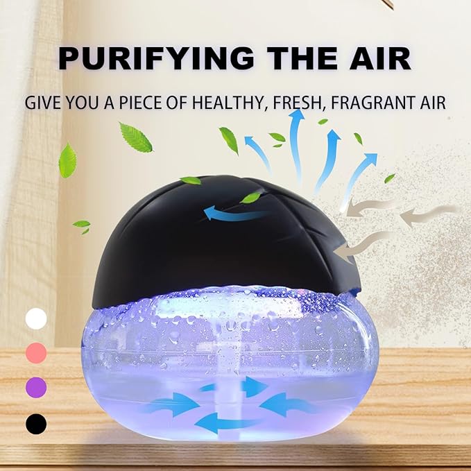 Air freshener (Purple) - for Home, Bedroom and Office - Essential Oil Aroma Diffuser with LED Coloured Night Light with Soothing Water Flow Sound - Water Filtered air Purifier for Pets and Smokers. - Image 3