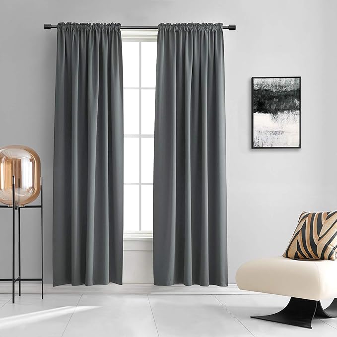 DONREN Patio Door 108 Inches Long Curtain Panels - Ceiling to Floor Extra Long Drape Curtains Window Treatment for Sliding Glass Door (Medium Grey,2 Pieces,W 52 x L108 inches) by DONREN
