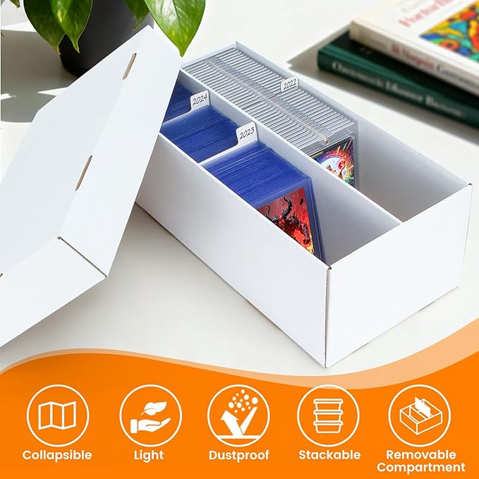6 Pack Trading Card Storage Box - 2 Rows Divided Cardboard Case, Compatible with Top Loader One Touch for Sports Card Storage - Image 4