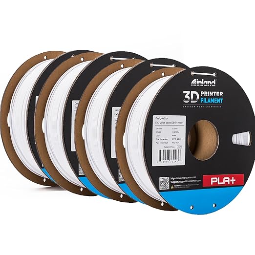 INLAND Micro Center PLA Plus 3D Printer Filament 1.75mm, 4 Pack Filament Bundle - PLA Pro Filament Dimensional Accuracy +/- 0.03 mm - 4 Pack White PLA+ by INLAND