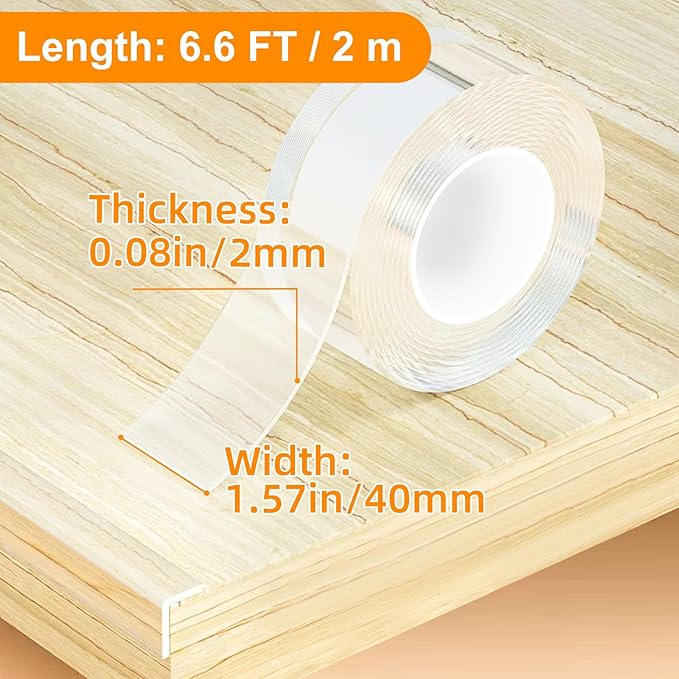 1.57 in x 6.6 FT,Clear Edge Protector Strip Sharp Edge Wrap Cover Tape,Self Adhesive Protective Bumper Guards for Cabinet Door Desk Glass Table Bed Furniture, Kitchen Countertop, Waterproof - Image 2