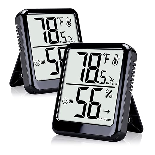 2-Pack Room Thermometer Indoor Hygrometer for Home, Temperature Humidity Meter, Humidity Gauge, Digital Room Temperature Monitor Sensor for Baby Nursery Car Plant - AAA Battery Included by Ayawiss