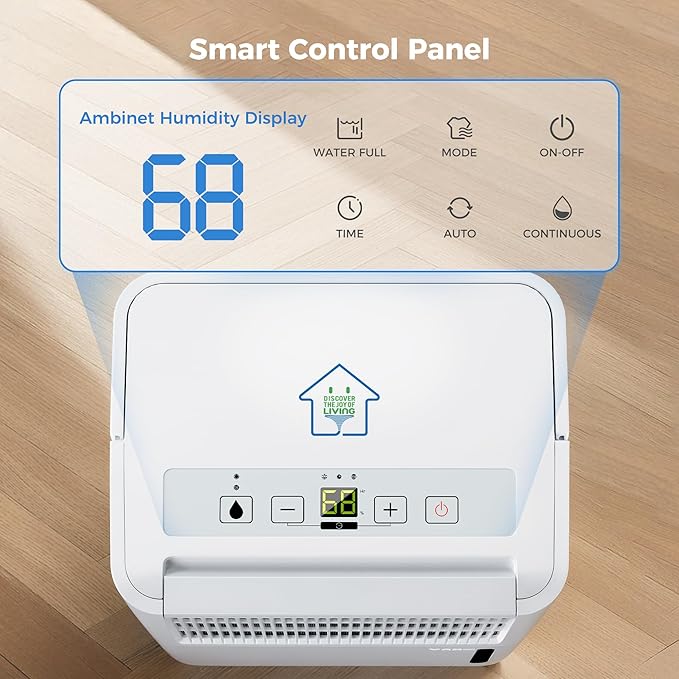 2,500 Sq Ft Portable Home Dehumidifier with Drain Hose, 74 OZ Water Tank, 24 Hr Timer, 3 Modes High Efficiency Compressor for Basement, Bedrooms, Bathrooms and Laundry Rooms - Image 3