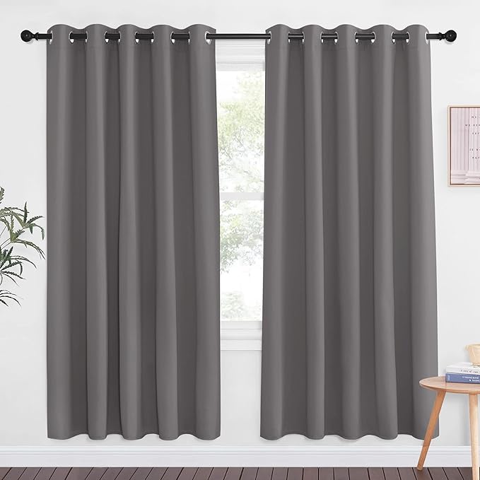 NICETOWN Blackout Doorway Curtain Drape 72 inch Long - Grommet Noise Reducing Thermal Insulated Solid Modern Window Treatments for Bedroom (1 Panel, 66 x 72 Inch, Gray) by NICETOWN