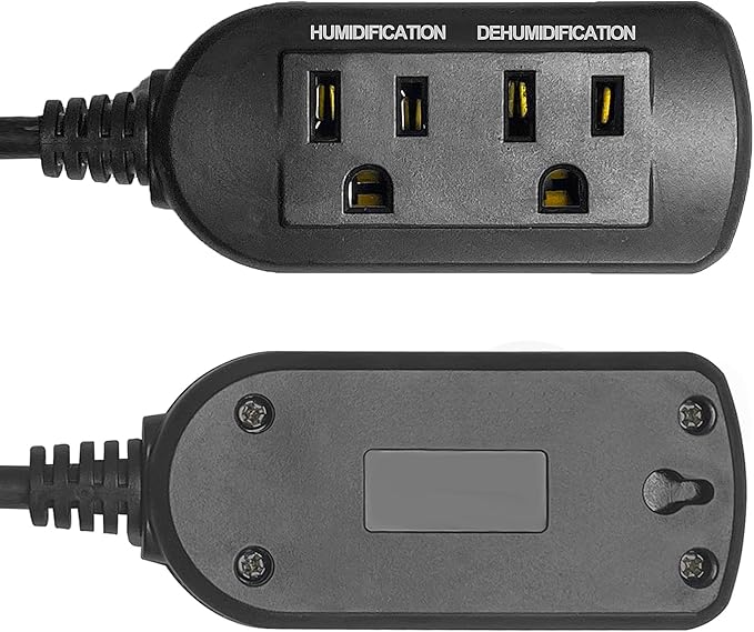 Digital Humidity Controller, Pre-Wired Humidity Controlled Dual Stage Outlets for Mushroom Growing, Reptile, Grow Tent, Humidifier/Dehumidifier - Image 2