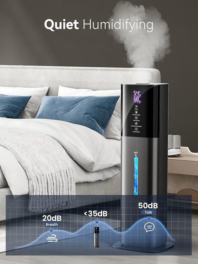 Humidifiers for Bedroom, 8L Quiet Humidifiers for Large Room with Timer, 360°Nozzle, 3 Speed Ultrasonic Cool Mist Humidifier with Humidistat for Baby, Customize humidity for Home Adults Plants - Image 4