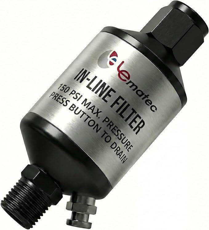 LE LEMATEC Air Compressor Water Separator - 1/4" NPT Inline Filter & Air Line Water Separator for Air Compressor, Moisture Trap Paint Gun Filter for Pneumatic Tools & Plasma Cutters, AI303 by LELEMATEC