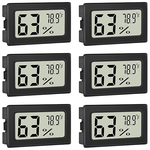 Humidity Meter Indoor Thermometer 6-Pack Mini Digital Thermometer Hygrometer Indoor Temperature Humidity Meters Gauge LCD Display Fahrenheit (℉) for Greenhouse, Reptile Tank, Cellar, Closet by Unknown
