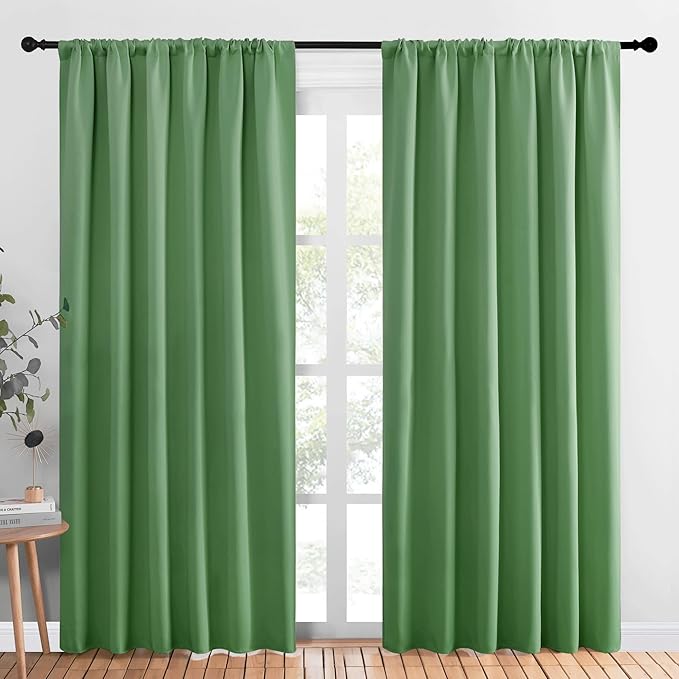 NICETOWN Room Darkening Curtains for Bedroom, Froest Green, Set of 2 Panels, 62 x 84 Inch, Triple Weave Home Decoration Thermal Insulated Solid Drapes for Patio Door by NICETOWN