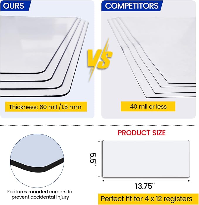 Magnetic Vent Covers, Extra Strong Magnets, 5.5" x 13.75" (4 Pack) Ultra Thick 60mil, Complete Seal, Air Vent Covers for Home Floor, Ceiling, Wall Registers, HVAC, AC, RV, and Heater Vents - Image 4